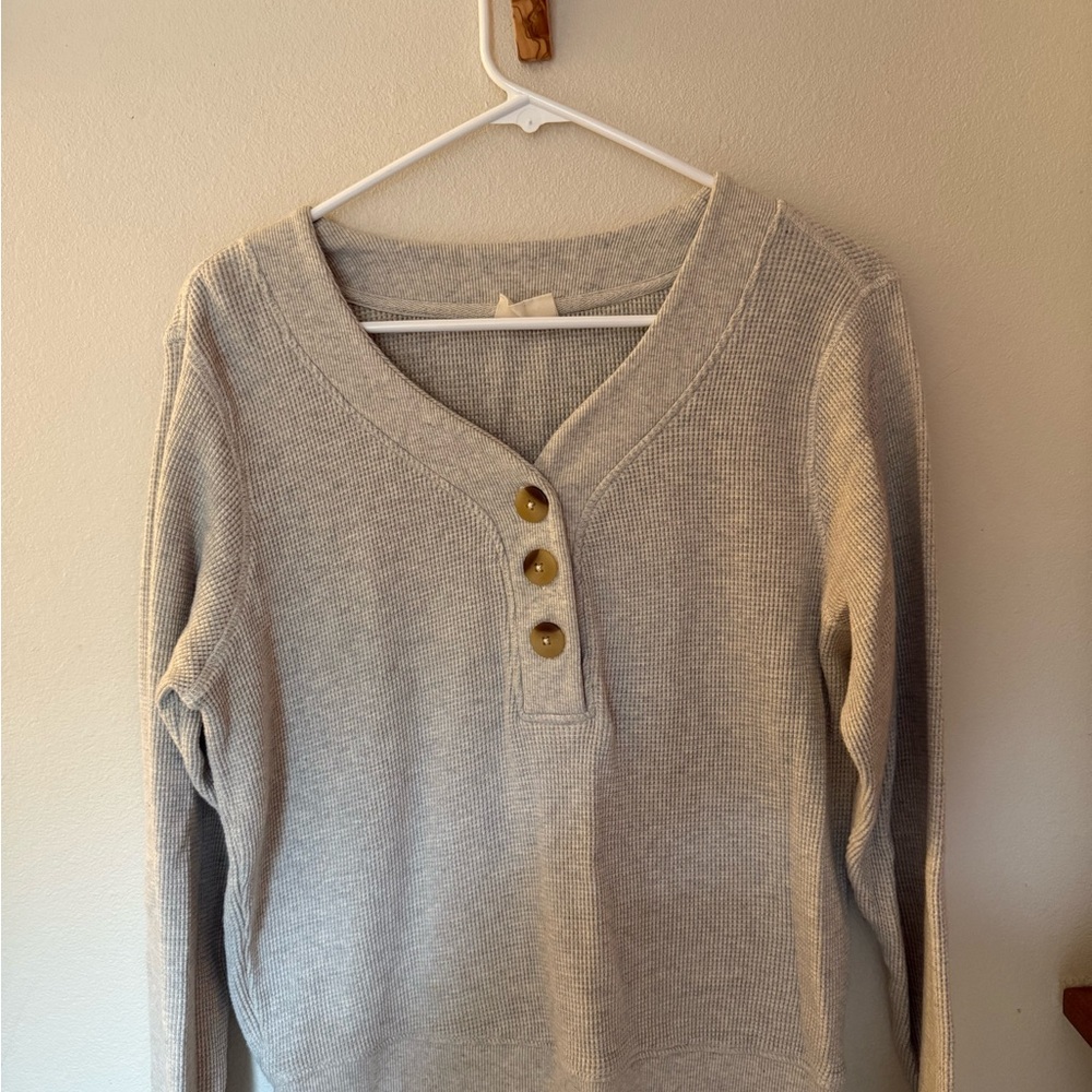Pact Gray Women's Sweater with Button Detail